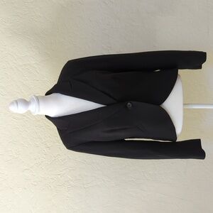 Gibson Black Cotton Blend Cropped Single Button Blazer Size Medium